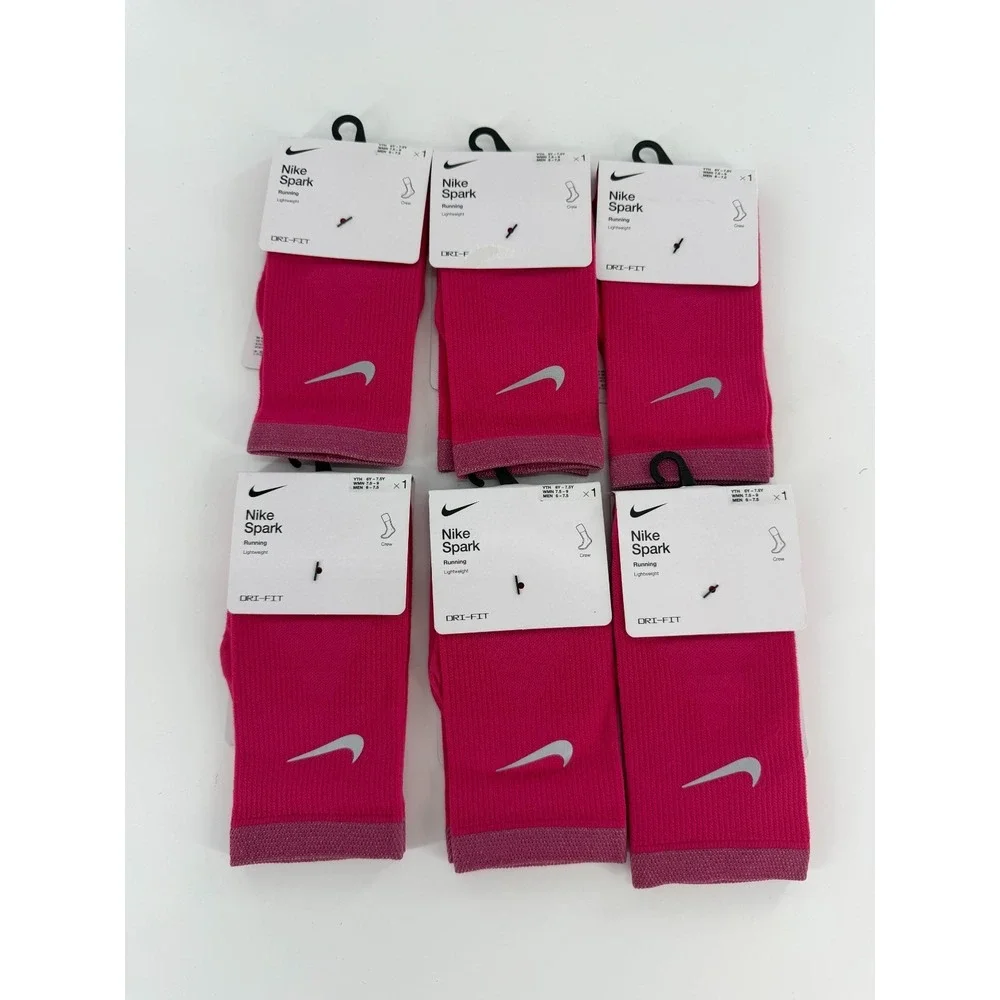 6 Pairs‎ Nike Spark Crew Lightweight Running Socks Pink Mens 8-9.5 DA3584-667